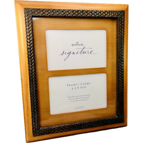 Hallmark Signature Natural Wood & Metal Frame 4x6 Photo Duo - Picture 1 of 8